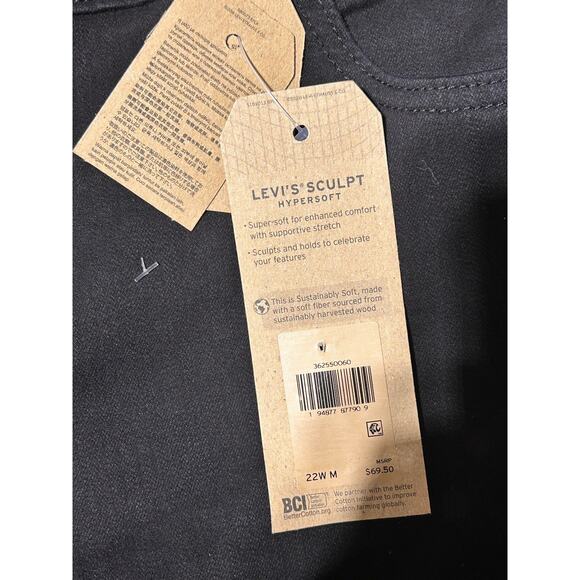 Levis Sculpt 711 Skinny Jeans Womens 22W Black Hypersoft Stretch Mid Pants New - Picture 8 of 12